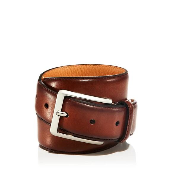 The Men's Store Men's Square Buckle Italian Leather Belt Brown Size 40 0010 - Picture 1 of 2